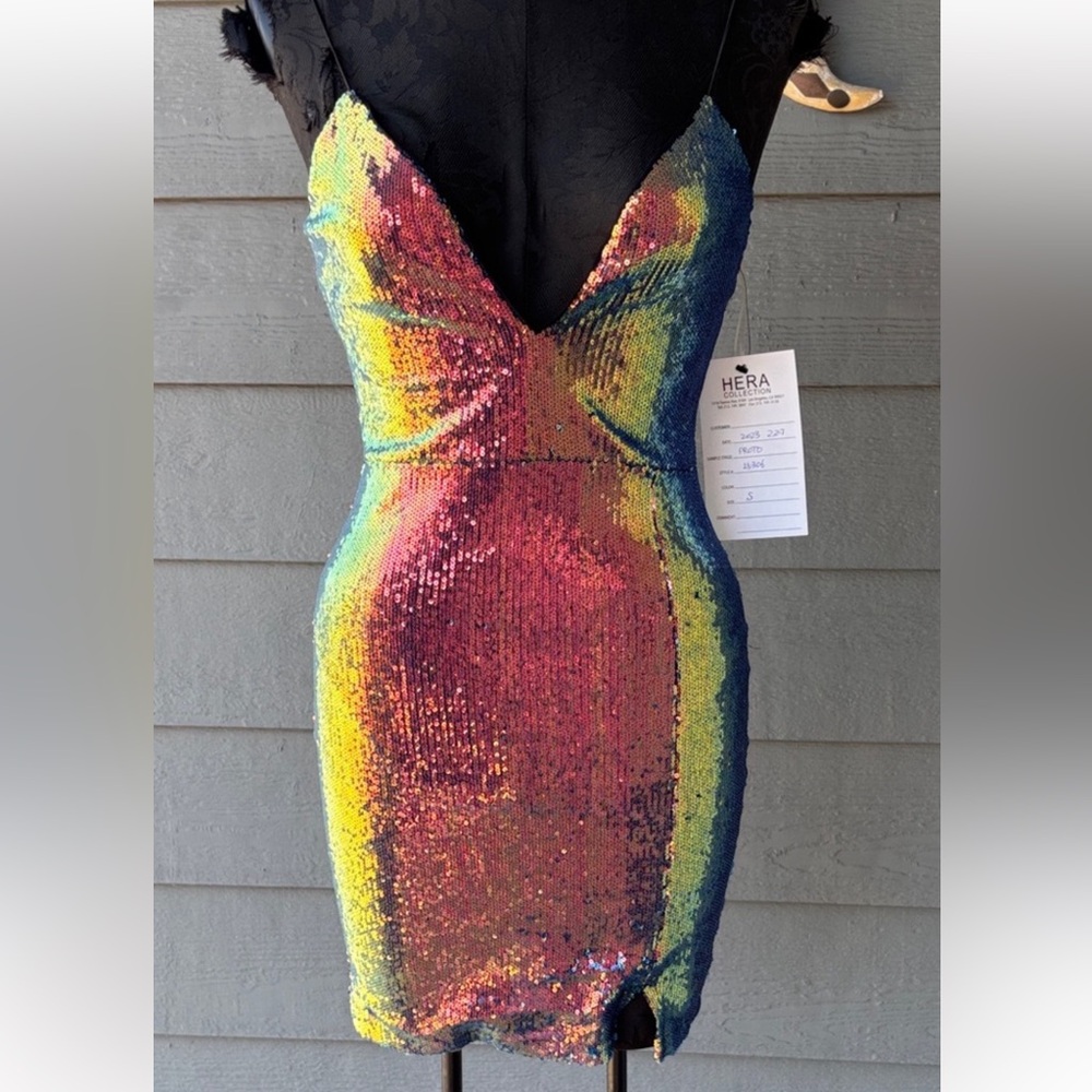 Hera Collection Rainbow Sequin Mini Dress